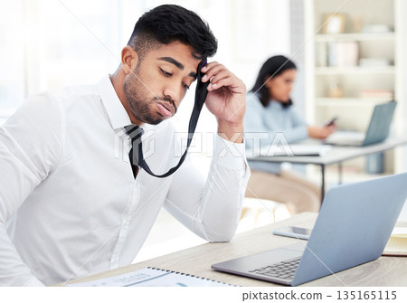 Business, stress and man with a laptop, burnout and overworked with anxiety, mistake and error. Male person, employee and entrepreneur with a pc, technology and professional with glitch and crisis Business, stress and man with a laptop, burnout and overworked with anxiety, mistake and error. Male person, employee and entrepreneur with a pc, technology and professional with glitch and crisis 135165115