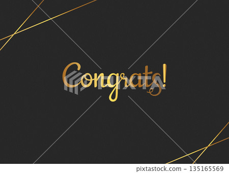 Elegant Congratulations Card Design with Golden Lettering and Geometric Accents Elegant Congratulations Card Design with Golden Lettering and Geometric Accents 135165569