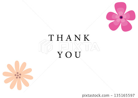 Thank you card design with flowers on a white background Thank you card design with flowers on a white background 135165597