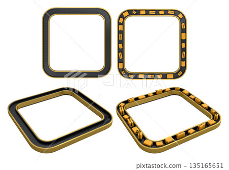 Set of Airport luggage conveyor belt or baggage claim area with suitcases on white. Set of Airport luggage conveyor belt or baggage claim area with suitcases on white. 135165651