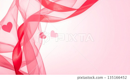 Valentine's Day background material with flying ribbons and hearts | Romantic and elegant 135166452