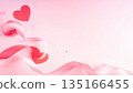 Valentine's Day background material with flying ribbons and hearts | Romantic and elegant 135166455