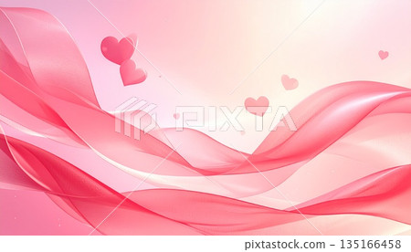 Valentine's Day background material with flying ribbons and hearts | Romantic and elegant 135166458