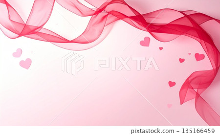 Valentine's Day background material with flying ribbons and hearts | Romantic and elegant 135166459