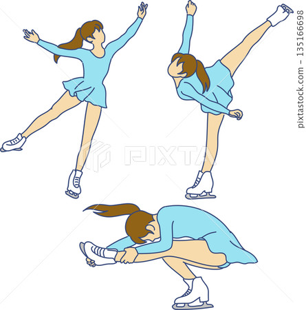 Figure skating girls illustration set Figure skating girls illustration set 135166698