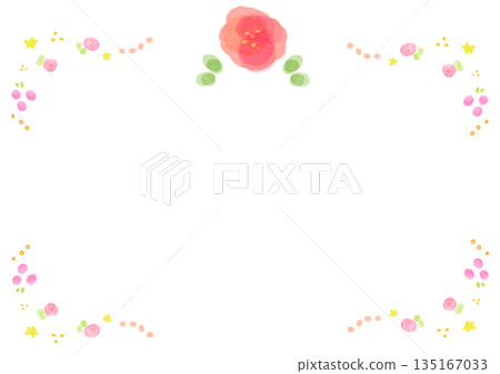 Flower and star watercolor frame background horizontal Flower and star watercolor frame background horizontal 135167033