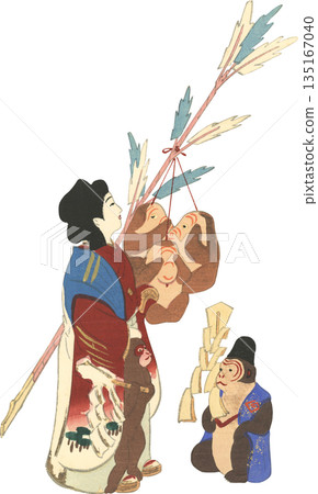 Japanese Folk Toys - Monkey Toy - Koshin Monkey - Sasano Saizō - Taishakuten 135167040