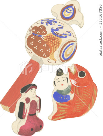 Japanese folk toys and lucky charms Japanese folk toys and lucky charms 135167056