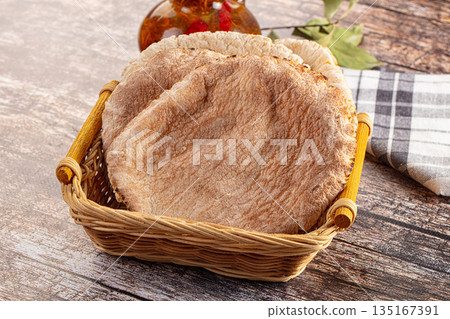 Turkish traditional Pita round bread Turkish traditional Pita round bread 135167391
