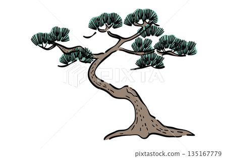 Pine tree illustration (with lines) 135167779