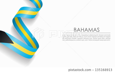 Bahamian flag wavy ribbon, ideal for patriotic or cultural design themes. Vector illustration. Bahamian flag wavy ribbon, ideal for patriotic or cultural design themes. Vector illustration. 135168913