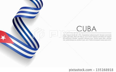 Cuban flag wavy ribbon, ideal for patriotic or cultural design themes. Vector illustration. Cuban flag wavy ribbon, ideal for patriotic or cultural design themes. Vector illustration. 135168918