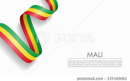 Malian flag wavy ribbon, ideal for patriotic or cultural design themes. Vector illustration. Malian flag wavy ribbon, ideal for patriotic or cultural design themes. Vector illustration. 135169062