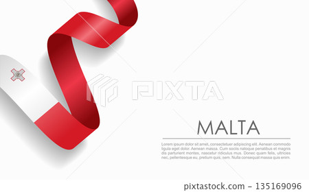 Maltese flag wavy ribbon, ideal for patriotic or cultural design themes. Vector illustration. Maltese flag wavy ribbon, ideal for patriotic or cultural design themes. Vector illustration. 135169096