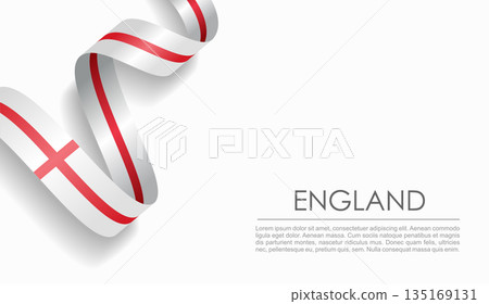 English flag wavy ribbon, ideal for patriotic or cultural design themes. Vector illustration. English flag wavy ribbon, ideal for patriotic or cultural design themes. Vector illustration. 135169131