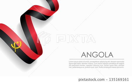 Angolan flag wavy ribbon, ideal for patriotic or cultural design themes. Vector illustration. Angolan flag wavy ribbon, ideal for patriotic or cultural design themes. Vector illustration. 135169161