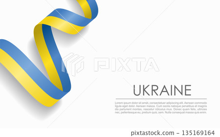 Ukrainian flag wavy ribbon, ideal for patriotic or cultural design themes. Vector illustration. Ukrainian flag wavy ribbon, ideal for patriotic or cultural design themes. Vector illustration. 135169164