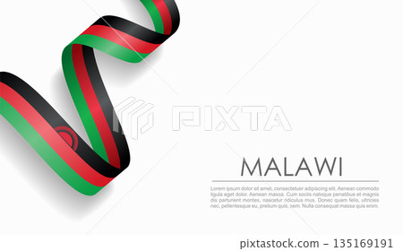 Malawian flag wavy ribbon, ideal for patriotic or cultural design themes. Vector illustration. Malawian flag wavy ribbon, ideal for patriotic or cultural design themes. Vector illustration. 135169191
