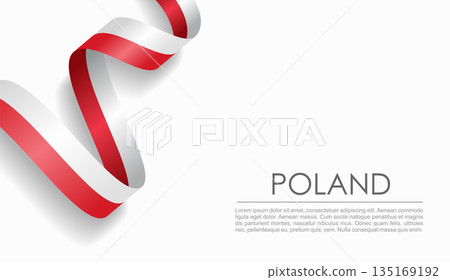 Polish flag wavy ribbon, ideal for patriotic or cultural design themes. Vector illustration. Polish flag wavy ribbon, ideal for patriotic or cultural design themes. Vector illustration. 135169192