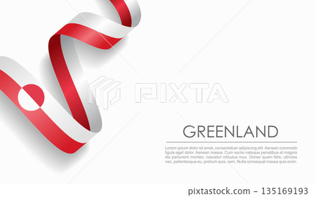 Greenland flag wavy ribbon, ideal for patriotic or cultural design themes. Vector illustration. Greenland flag wavy ribbon, ideal for patriotic or cultural design themes. Vector illustration. 135169193