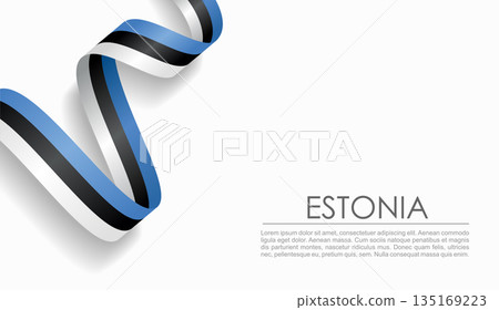 Estonian flag wavy ribbon, ideal for patriotic or cultural design themes. Vector illustration. Estonian flag wavy ribbon, ideal for patriotic or cultural design themes. Vector illustration. 135169223