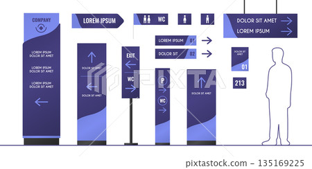 Building interior signage set isolated on white 135169225