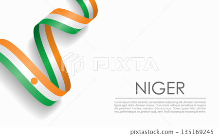 Niger flag wavy ribbon, ideal for patriotic or cultural design themes. Vector illustration. 135169245