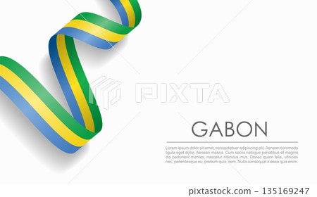 Gabon flag wavy ribbon, ideal for patriotic or cultural design themes. Vector illustration. Gabon flag wavy ribbon, ideal for patriotic or cultural design themes. Vector illustration. 135169247