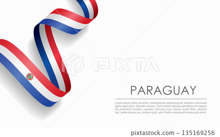 Paraguayan flag wavy ribbon, ideal for patriotic or cultural design themes. Vector illustration. Paraguayan flag wavy ribbon, ideal for patriotic or cultural design themes. Vector illustration. 135169256
