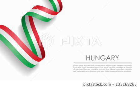 Hungarian flag wavy ribbon, ideal for patriotic or cultural design themes. Vector illustration. Hungarian flag wavy ribbon, ideal for patriotic or cultural design themes. Vector illustration. 135169263