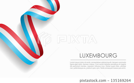 Luxembourg flag wavy ribbon, ideal for patriotic or cultural design themes. Vector illustration. 135169264