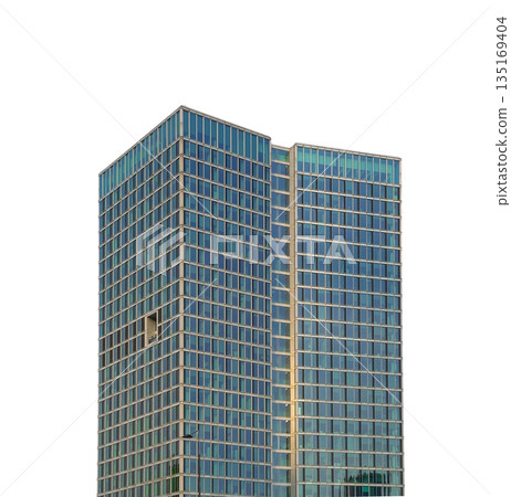 Skyscraper modern architecture. Tall business office building with glass facade, city urban exterior 135169404