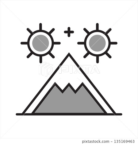 Mountain peaks with sun illustration concept of nature and landscape 135169463