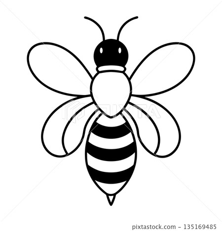 Simple line art of a bee on a white background illustration Simple line art of a bee on a white background illustration 135169485
