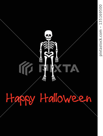 Happy Halloween Skeleton Illustration on Black Background for Spooky Season Happy Halloween Skeleton Illustration on Black Background for Spooky Season 135169500