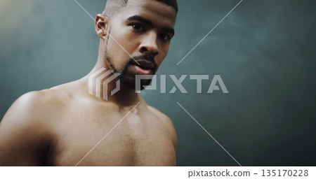 Wall background, bodybuilder and portrait of man in gym for training, exercise and cardio workout. Fitness, muscles and serious male person in sports center for challenge, wellness and body strength Wall background, bodybuilder and portrait of man in gym for training, exercise and cardio workout. Fitness, muscles and serious male person in sports center for challenge, wellness and body strength 135170228