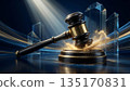 Judge gavel striking sound block: Law and Justice concept. 135170831