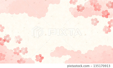 以櫻花為主題的日式背景，以春日和紙的紋理和水彩風格色彩繪製而成。一款水彩風格的春季櫻花和和紙壁紙。 135170913