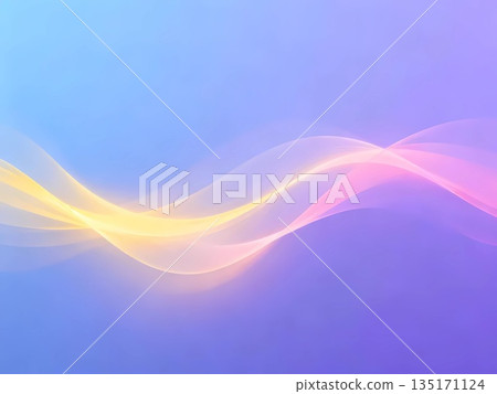 透明流動抽象背景素材：藍紫色漸變，帶有金色和粉紅色波浪 135171124
