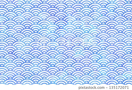 Seigaiha pattern background watercolor Japanese pattern blue 135172071
