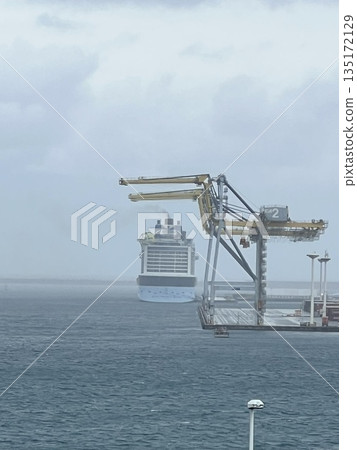 Luxury liner under anchor 135172129
