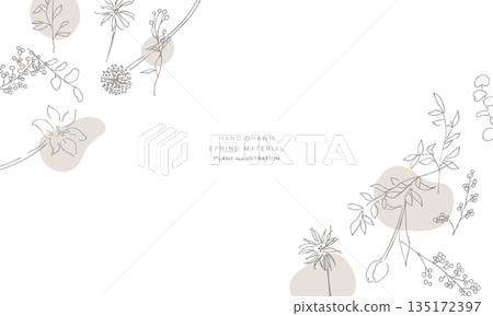 Hand drawn plant illustration. Botanical vector background illustration. Plant frame. Hand drawn plant illustration. Botanical vector background illustration. Plant frame. 135172397