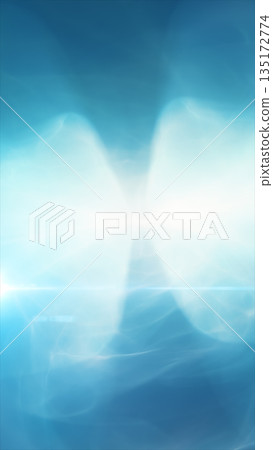 Bright blue flaring horizon with soft glowing clouds and atmospheric light scattering in an ethereal abstract style 135172774