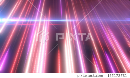 Intense pink and purple LED-style vertical light beams with a glowing futuristic atmosphere Intense pink and purple LED-style vertical light beams with a glowing futuristic atmosphere 135172781
