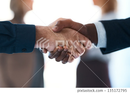 Business people, closeup handshake and agreement in office with human resources, support or welcome for hiring. Team building, hands and connect for synergy, teamwork or partnership in collaboration Business people, closeup handshake and agreement in office with human resources, support or welcome for hiring. Team building, hands and connect for synergy, teamwork or partnership in collaboration 135172795