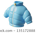 Puffer jacket blue 3d icon winter warm outwear icon 135172888
