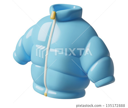 Puffer jacket blue 3d icon winter warm outwear icon Puffer jacket blue 3d icon winter warm outwear icon 135172888