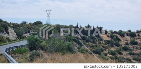 Countryside road through Mediterranean hills Countryside road through Mediterranean hills 135173002