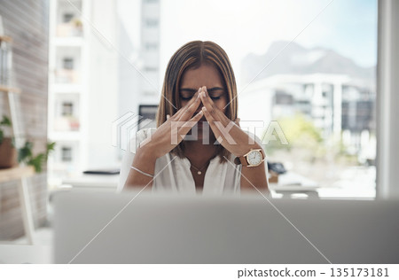 Stress, worry and business woman on computer with online mistake, deadline and mental health risk or depression. Anxiety, burnout or job fatigue of young person or worker glitch, error or depressed Stress, worry and business woman on computer with online mistake, deadline and mental health risk or depression. Anxiety, burnout or job fatigue of young person or worker glitch, error or depressed 135173181