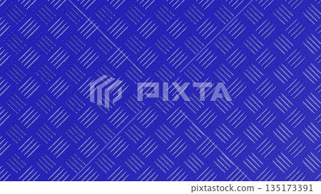 Blue diamond tread metal plate industrial pattern background. 3D rendering illustration 135173391